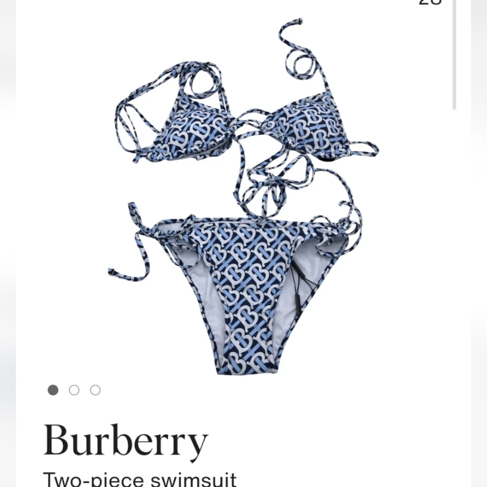 Burberry Blue and White Two-Piece Swimsuit